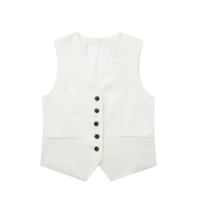 European and American 2023 New Fashion Women's Blended Vest Vest 7747356 High Waist Casual Shorts 7748356 Trendy