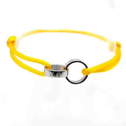 Cross-border supply Foreign Trade hand-woven couple stainless steel bracelet love double ring bracelet adjustable bracelet