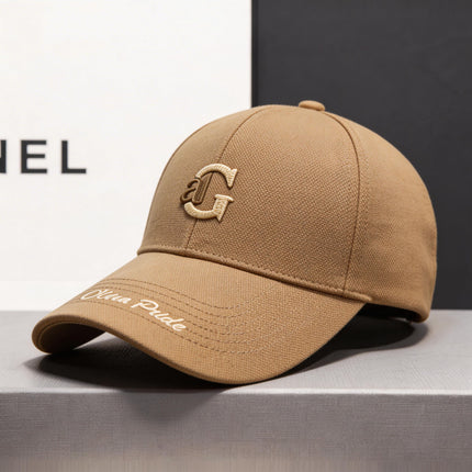 Baseball Cap for Men, New Spring/Summer Trendy Korean Style Embroidered Versatile Hard-Brimmed Large Brim Sun Protection Visor Cap