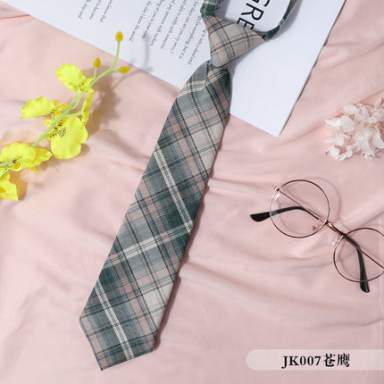 jk Japanese Style Plaid Women's Collar Flower Black Tie Collar String College Style Ribbon Bow Shirt ins Sailor Suit