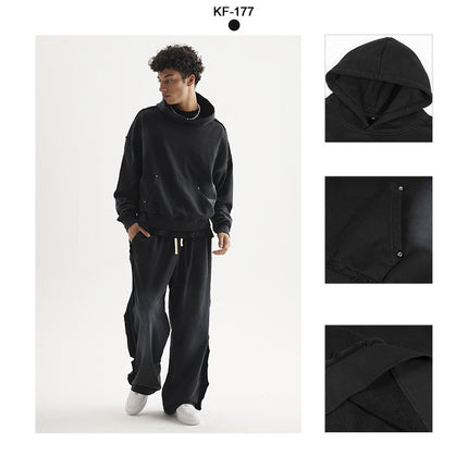 ETAI Men's Wear | Chao Brand Short Wide Wash Water to Make Old Wei Yi High Quality Broken Seam Stitching Spray Ma Ji Heavy Wei Yi