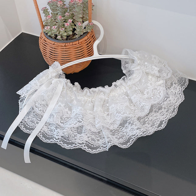 Clothing Store South Korea Dongdaemun Korean Style White Embroidered Three-Layer Cotton Lace Mesh Fart Curtain Women's Spring and Autumn Skirt