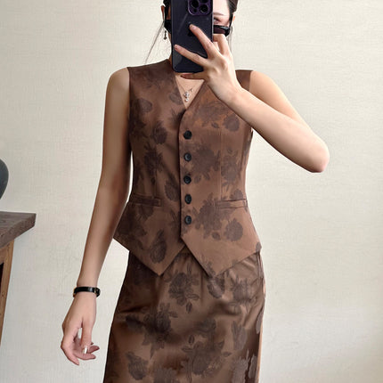 Fangfara Thirteen Lines Wholesale 2025 Summer New Products New Chinese Style National Style Jacquard Retro Skirt Two-Piece Suit