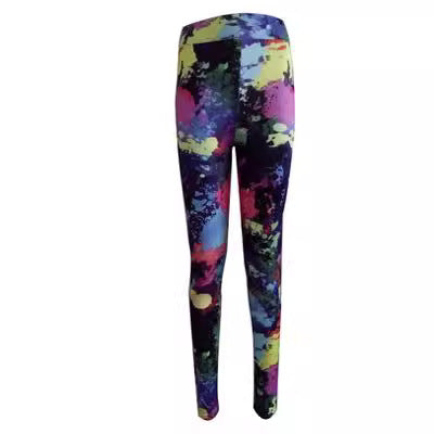 European and American women's sports pants autumn and winter printed stretch slim yoga leggings cross-border supply