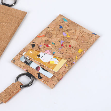 Light Luxury Cork Work Id Card Holder Vertical Style Neck-Hanging Badge Holder Custom Name Badge Access Card Holder
