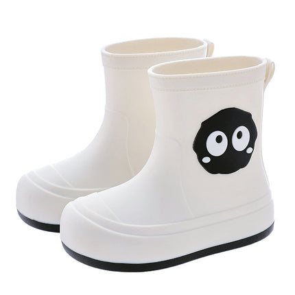 Japanese Style Cute Parent-Child Non-Slip Cute Black Coal Ball Rain Boots Soft Bottom Wading Cotton Breathable Fashionable All-Match Shoes