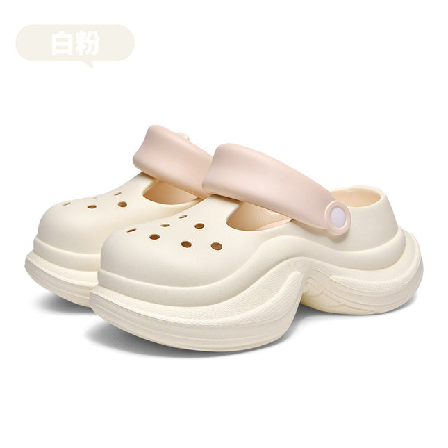 Small waisted hole shoes women wear thick bottom increased sweet casual non-slip 2025 new sandals and slippers wholesale