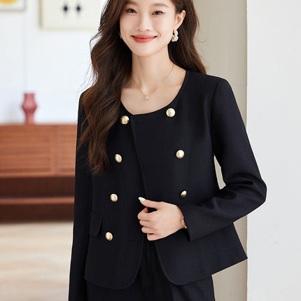 Xiao Xiang style wide leg pants suit 2024 autumn new pea green fashion commuter versatile stylish women's suit tide