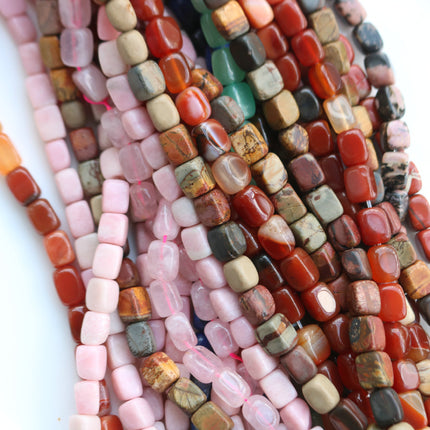 Natural Red Agate Irregular Rectangular Column, Pink Quartz, Lapis Lazuli, Loose Beads, Necklace, Bracelet, DIY Jewelry Accessories, Pendant