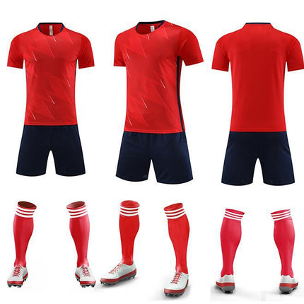 Football Uniform Suit Men's and Women's Game Team Uniform Adult Children's Sports Short-Sleeved Training Uniform Summer Breathable Football Jersey