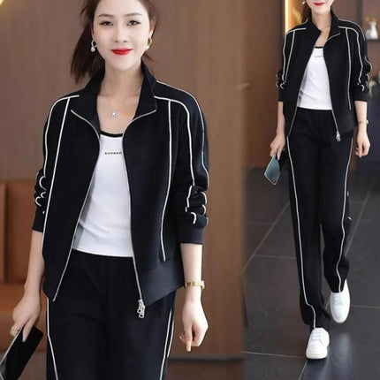 Autumn New Fashion Casual Stylish Slimming Cardigan Set Sports Women's Age-Reducing Sweatshirt and Sweatpants Two-Piece Set