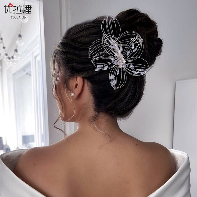 Yulapan HP257 Foreign Trade Hair Creative Bride Hair Accessories Handmade Hollow Flower Comb Headwear Korean Hair Comb