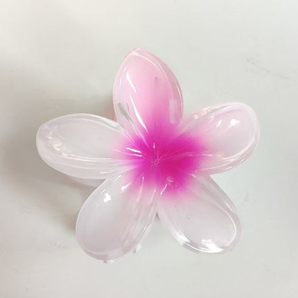 European and American Cross-Border Frosted Gradient Plumeria Hair Clip Elegant Women's Shark Clip Large Beach Hair Accessory Wholesale