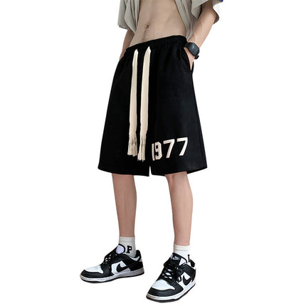 Suede Heavy Shorts High Street Men's Fashion Brand Summer All-match Loose plus size American Basketball Sports Drawstring Pants