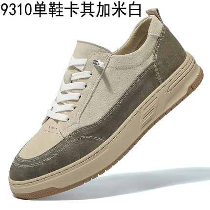 Men's shoes 2025 spring new anti-velvet pigskin board shoes tide daily genuine leather sneaker casual lace-up board shoes for men