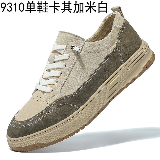 Men's shoes 2025 spring new anti-velvet pigskin board shoes tide daily genuine leather sneaker casual lace-up board shoes for men