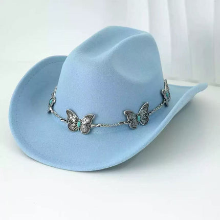 Solid Color Light Board Felt Western Cowboy Hat Outdoor Autum Hat Women's Simple French Hat Men's High-End