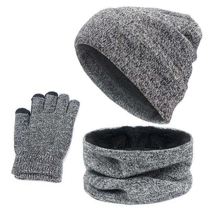 Foreign trade cross-border autumn and winter fleece-lined three-piece AliExpress Amazon warm suit winter hat scarf touch screen gloves