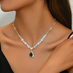 695 green necklace + earrings