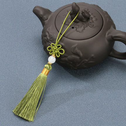 Tassel Spike Chinese Knot Mini Pendant Nylon Jade Line Vertical Ice Silk Constant DIY Sachet Folding Fan Hanging