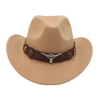 [warped western cowboy big and small bull head] khaki / Adjustable