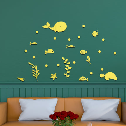 JM593 Ocean World cartoon acrylic wall children's room living room layout self-adhesive mirror wall stickers decorations