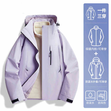 Camel HJCAMEL Jacket Men's and Women's Trendy Brand Three-in-One Windproof and Waterproof Couple's Jacket Mountain Climbing and Mountaineering Suit