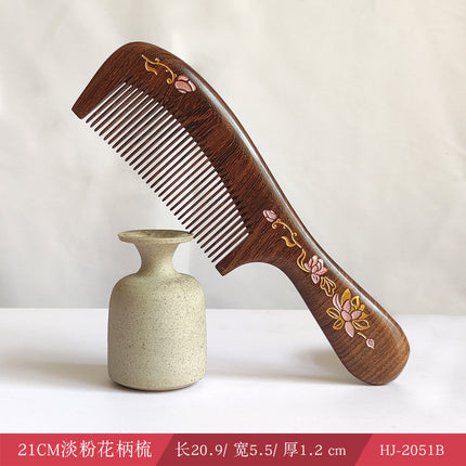 Sandalwood Comb for Meridian Scalp Massage, Anti-Static Hair Comb for Women, Medium-Tooth Volumizing Comb, Meridian Comb Gift Box