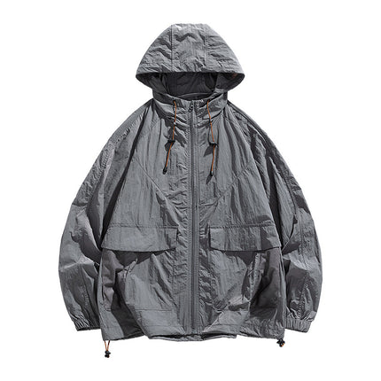 Outdoor Sunscreen Skin Clothing for Men and Women Thin Ice Silk Nylon Loose Hooded Sunscreen Clothing UV Protection UPF50