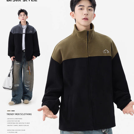 Men's Sweatshirt 2025 New Winter American Style Couple's Drop Shoulder Loose Jacket Autumn and Winter Fleece Zipper Cardigan