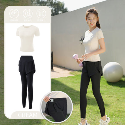 Yoga Clothing Suit for Women 2025 New Flesh-Covering Running Suit for Women Morning Running Sports Fitness Quick-Drying Clothing Wholesale