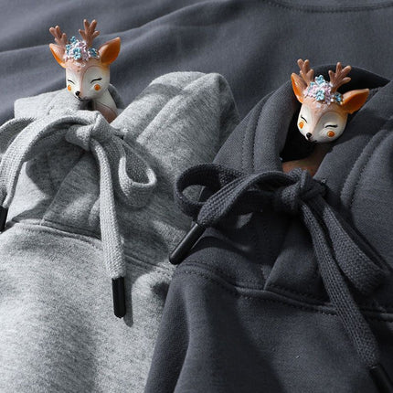 Red Tiger Year Wei Yi 500g plus velvet night gray hooded Wei Yi simple solid color sports hoodie men's and women's coat