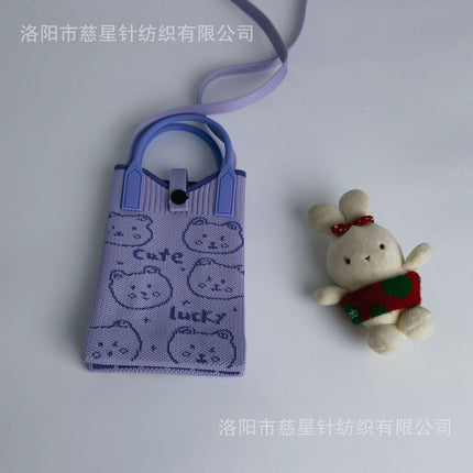 Girl's Heart-Shaped Knitted Crossbody Bag