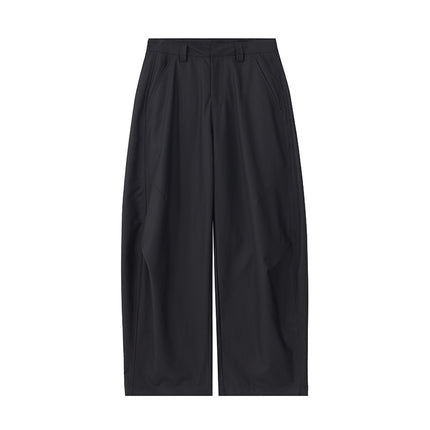 JIAMU American Style High Street Pleated Pants Retro Baggy Loose Wide Leg Neutral Scimitar Casual Pants for Men and Women