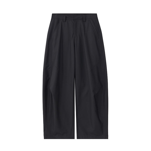 JIAMU American Style High Street Pleated Pants Retro Baggy Loose Wide Leg Neutral Scimitar Casual Pants for Men and Women