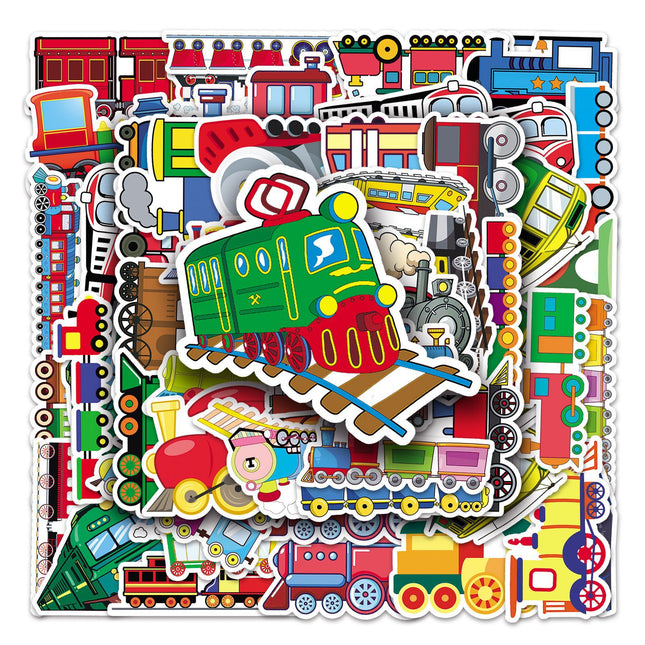 50 cartoon small train creative stickers skateboard luggage stickers laptop car motorcycle decoration