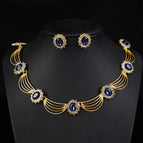 18k gold necklace + stud earrings - ink blue