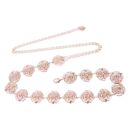 Summer waist chain ladies with dress decorative flower belt hollow rose chain waist decoration in stock wholesale