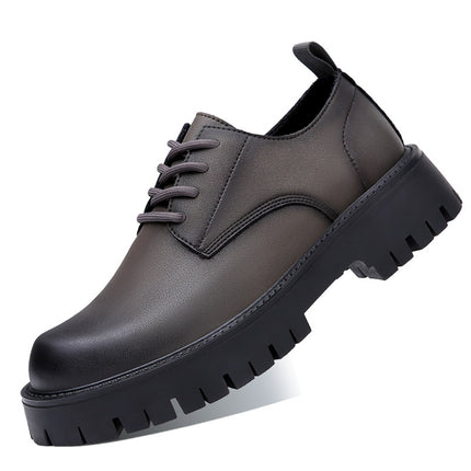 Leather Shoes Men's Casual Business Dress British Korean Style All-Match Platform Shoes Low-Top Wedding Boots Groom Business Leather Shoes