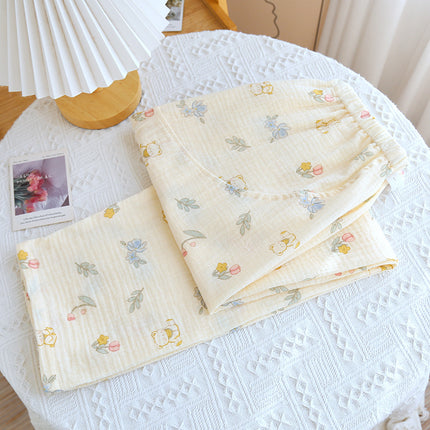 Thin maternity pajamas crepe cotton spring and summer belly pants cotton double crepe adjustable loose cotton pants