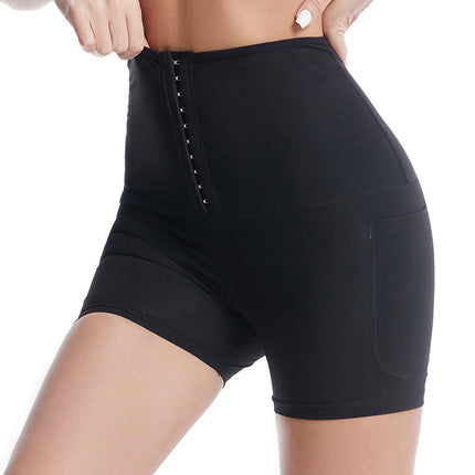 Sweat Pants European and American Plus Size Women's Yoga Tummy Control Waist Trainer Sweat Pants with Pockets Waist Trainer Running Shapewear Pants