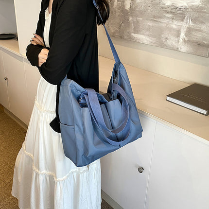 Large Capacity Bag Women's Waterproof Canvas Bag Women's Crossbody Bag Korean Style Casual College Students' Class Portable Mummy Bag