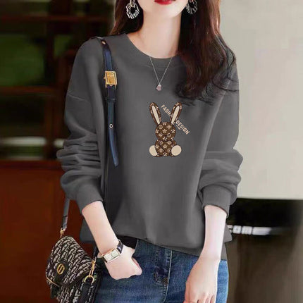Heavy Chinese Cotton Sweater fleece-lined Thickened Autumn and Winter Printed Loose Couple's Top Long Sleeve Unisex Base Shirt