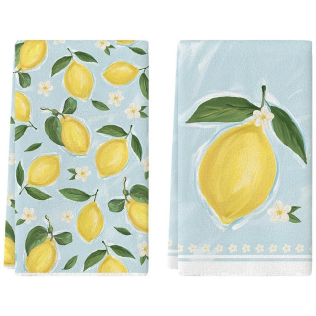 Factory direct lemon microfiber kitchen towel absorbent to oil dishwashing towel household desktop cloth wholesale