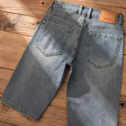Casual and Casual Men's Denim Shorts Summer New Straight Casual Trendy Brand Versatile Large Size Mid-Length Pants for Men