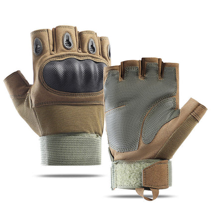 Men's Outdoor Half-Finger Gloves Carbon Fiber Shell Anti-Cut and Wear-Resistant Combat Sports Training Anti-Slip Tactical Gloves Special Forces