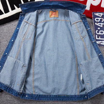 Autumn Temu Plus Size Men's Cross-Border Denim Jacket Plus Fat Plus Size Aliexpress Top Plus Size Amazon Jacket