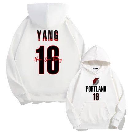 Trailblazer Yang Hanssen No. 16 Fan Hooded Pullover Sweatshirt for Young Men, Autumn Men's Long-Sleeve Jacket Top