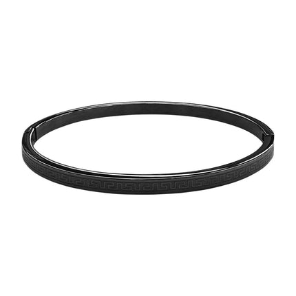 Fashionable Stainless Steel Buckle Bracelets for Men and Women, Great Wall Pattern, Multiple Sizes, Ready-Made Wholesale Accessories