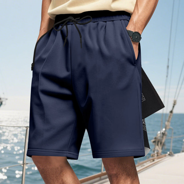 Cross-Border Independent Station Summer American New Men's Casual Sports Wool Button Sports Casual Beach Solid Color Shorts